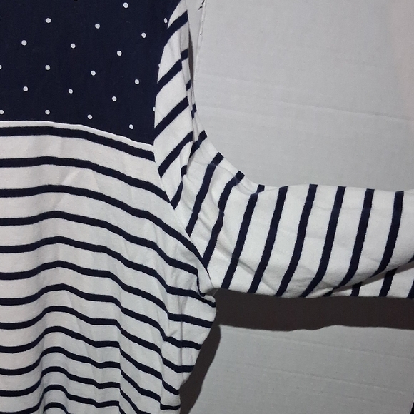 Karen Scott Navy and White Striped Top with Gold Reindeer - Picture 8 of 8